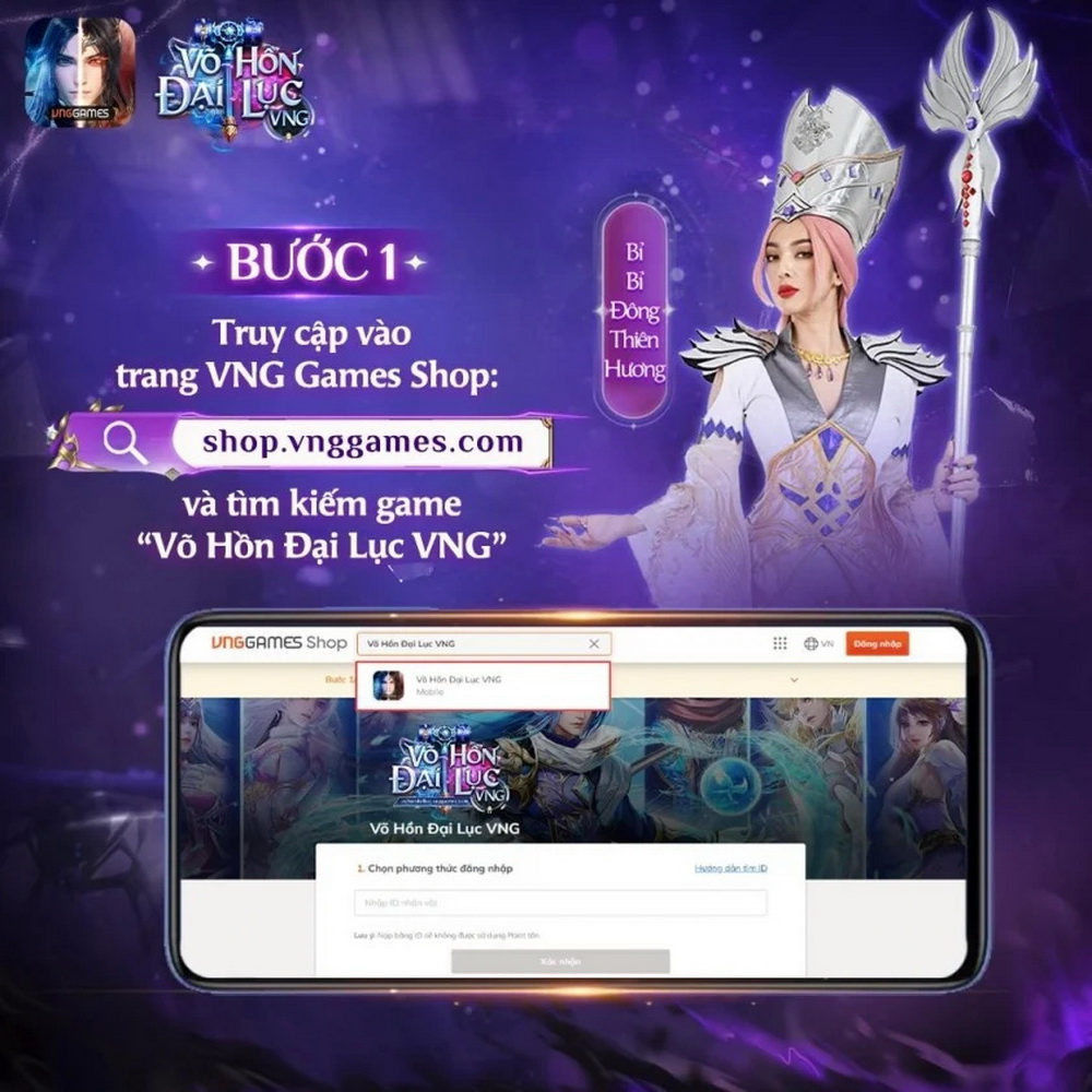 Hướng dẫn nhập code Võ Hồn Đại Lục, bước 1