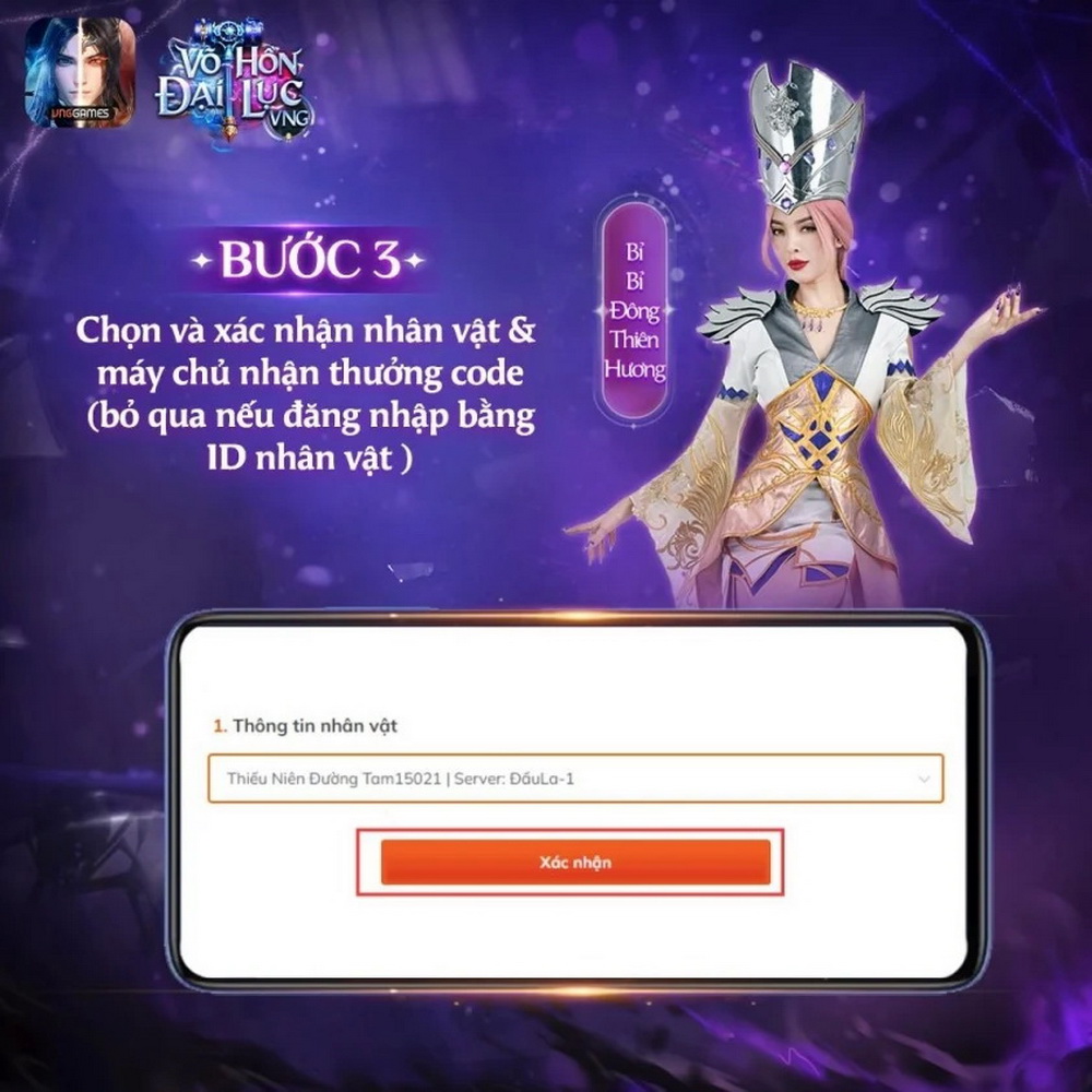 Hướng dẫn nhập code Võ Hồn Đại Lục, bước 3