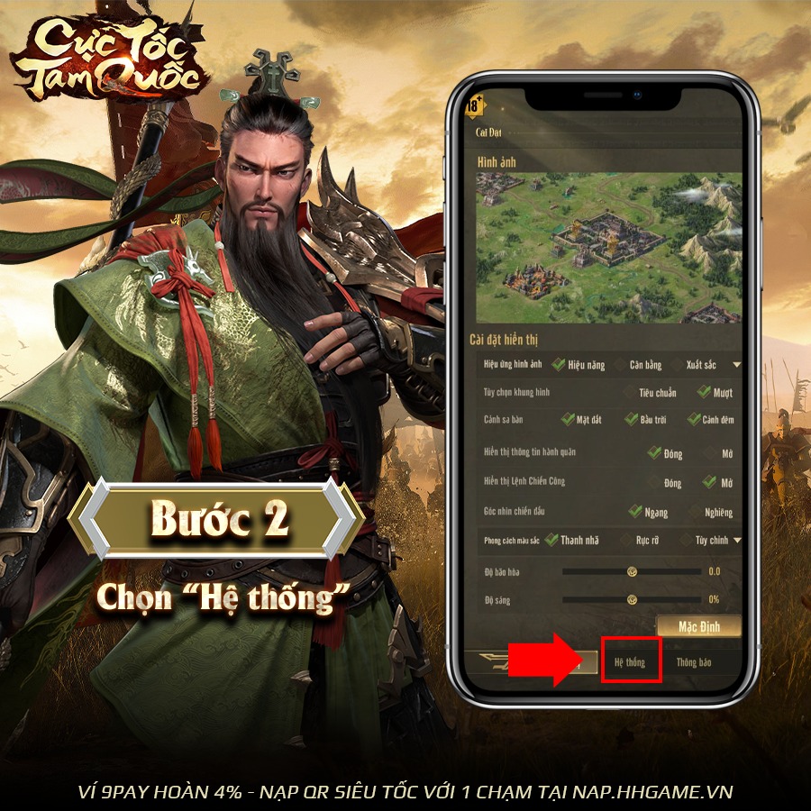 Cách nhập code game Cực Tốc Tam Quốc bước 2