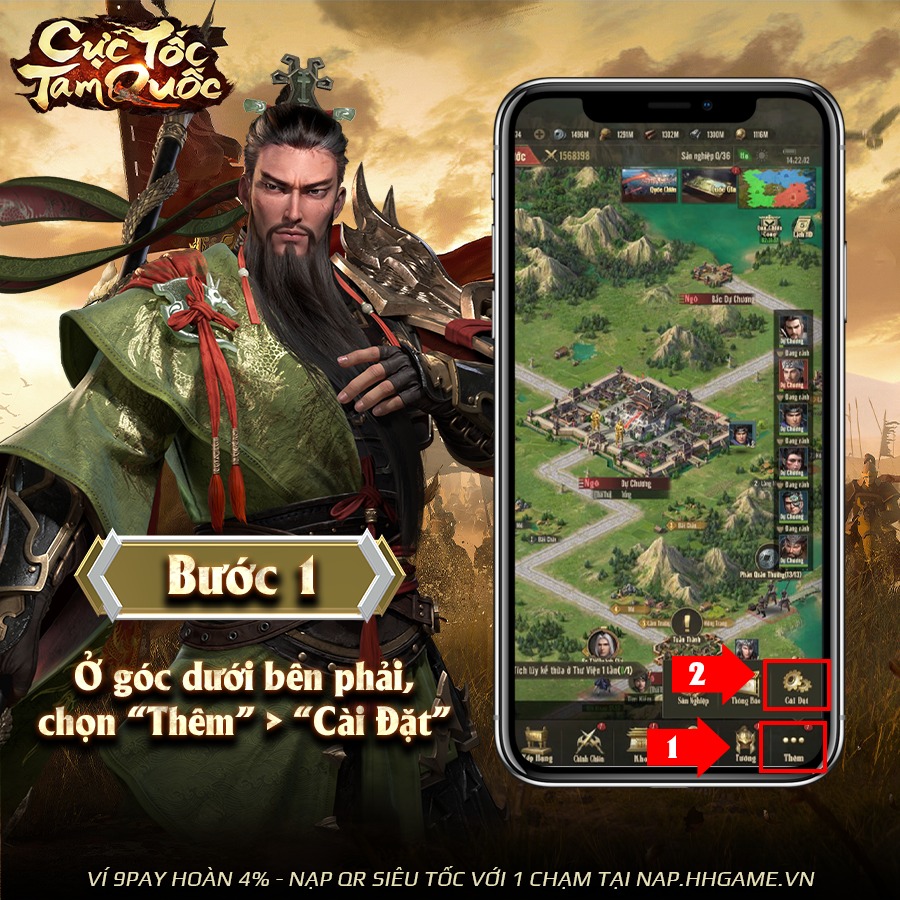Cách nhập code game Cực Tốc Tam Quốc bước 1